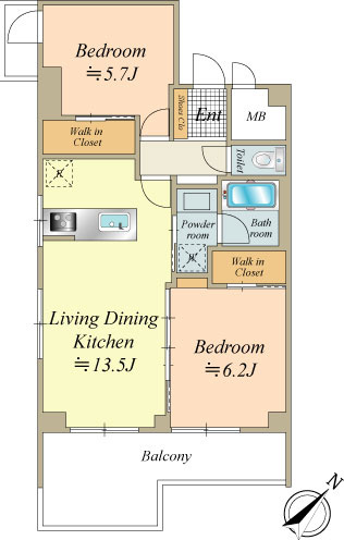 2LDKタイプのお部屋になります。