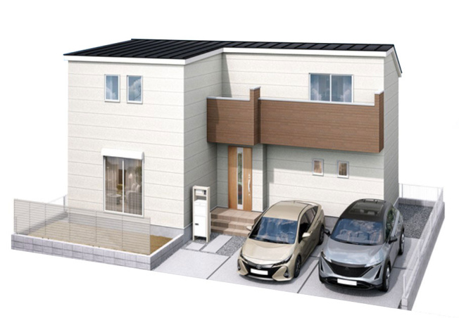 【完成予想図】 | 東久留米市浅間町3丁目　新築一戸建住宅　全1棟　(保谷店) | 最寄りの「ひばりヶ丘」駅は西武池袋線の急行停車駅。駅徒歩9分の好立地につき通勤通学やお出かけも大変便利です。※図面を基に作成したイメージ画像につき実際とは異なります。