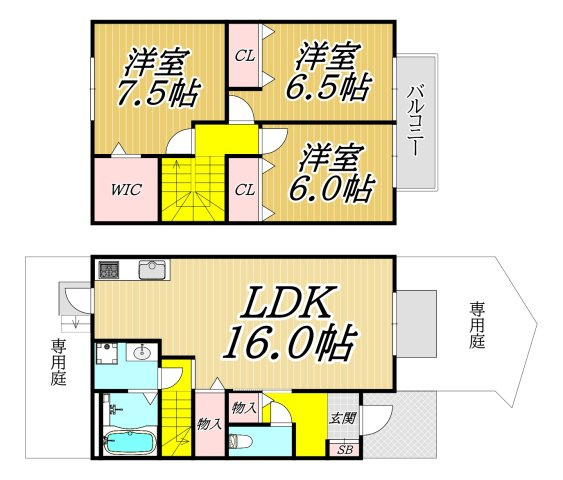 朝山タウンハウス　A棟の間取り