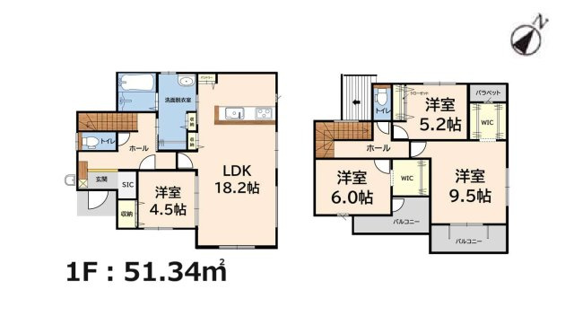 太宰府市坂本3丁目第3-1棟（1号棟）の間取り|全居室収納付きで便利です。