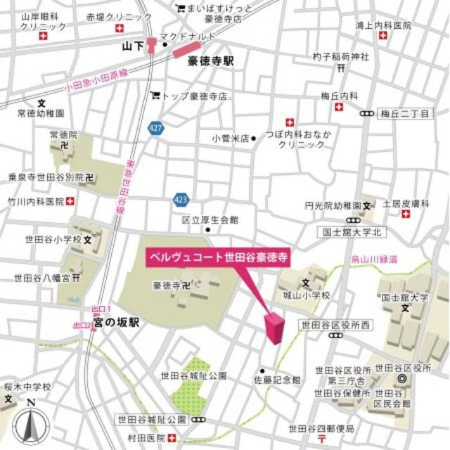 ベルヴュコート世田谷豪徳寺の地図