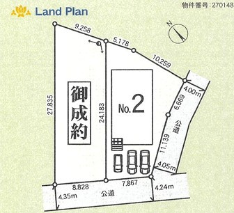 Cradle Garden桐生市広沢町第19　新築住宅 2号棟の区画図