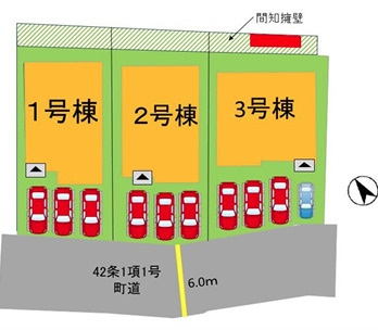 宇美町障子岳南1丁目1期　1号棟の区画図