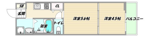 大阪市東淀川区東中島２丁目のアパートの間取り