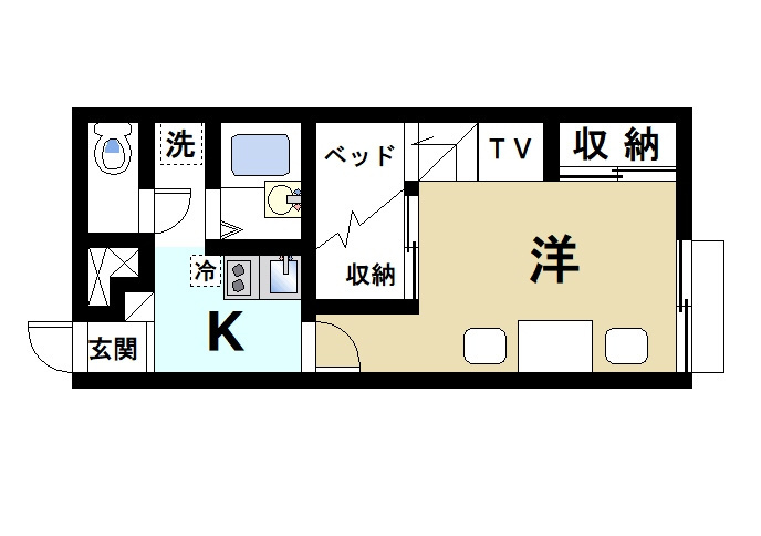 レオパレスＫＡＺＵの間取り|通風良好な間取りです
