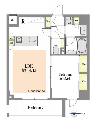 ヴァースクレイシアIDZ大宮の間取り|【ヴァースクレイシアIDZ大宮】・1LDK・専有面積43.90m2・バルコニー面積5.91m2