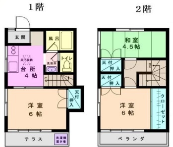 杉山テラスハウス　北棟の間取り