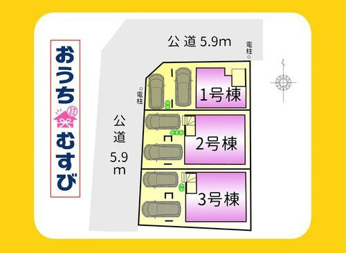 北区大杉3期(全3棟)の区画図