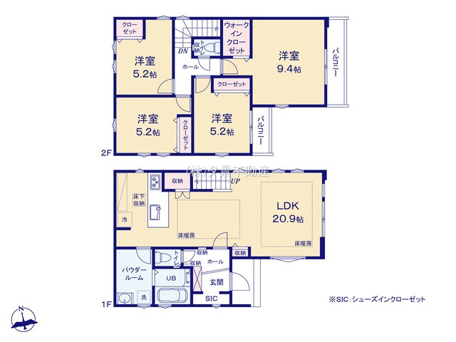 《仲介手数料無料》西東京市保谷町３丁目17-4新築一戸建ての間取り