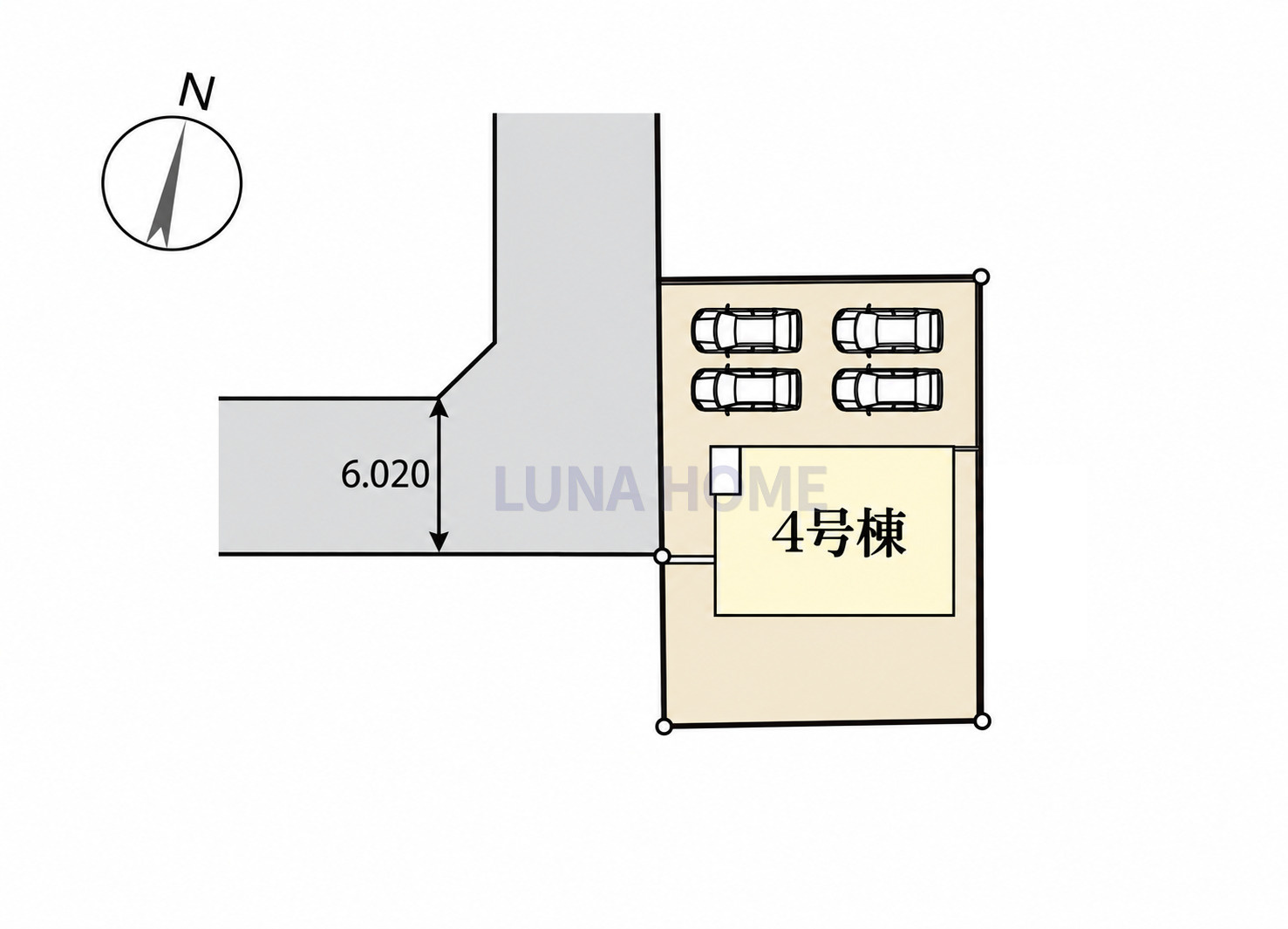 かすみがうら市下稲吉2期　新築戸建　4号棟の区画図