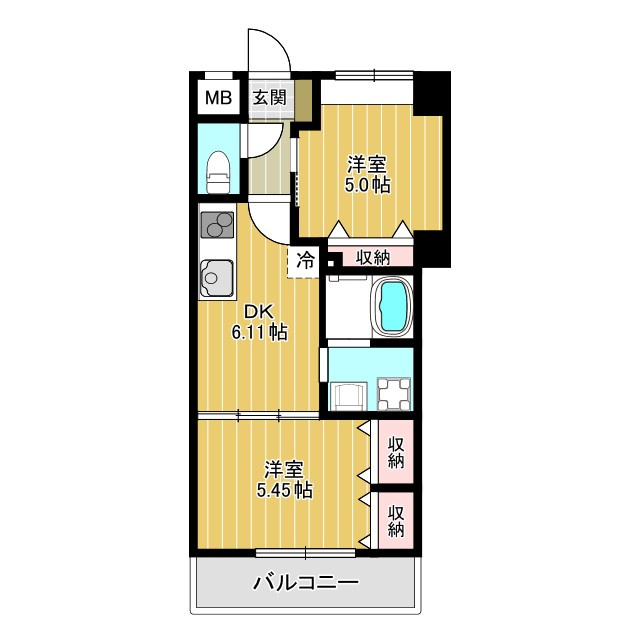 川崎市中原区苅宿の賃貸マンションの間取り