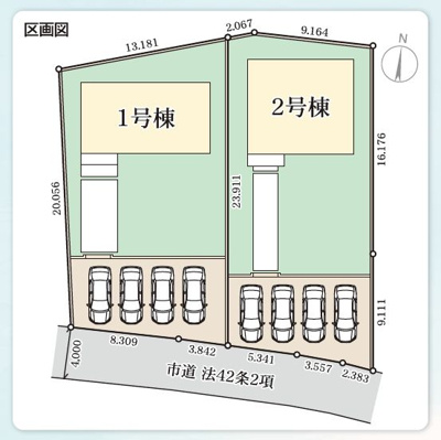 【区画図】 | ☆☆新築分譲　いわき市平中神谷第9　全２棟！！長期優良住宅！！ | 全体区画図です！
