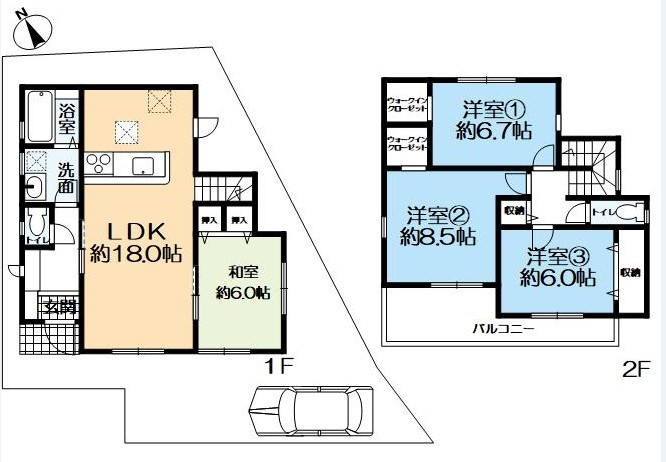 豊中市上野西３丁目 戸建ての間取り|土地面積111.22m2　(33.64坪)、延べ床面積103.68m2　(31.36坪)