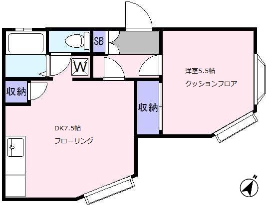ドマーニ東が丘　角部屋　バストイレ別　1フロア2住戸の間取り
