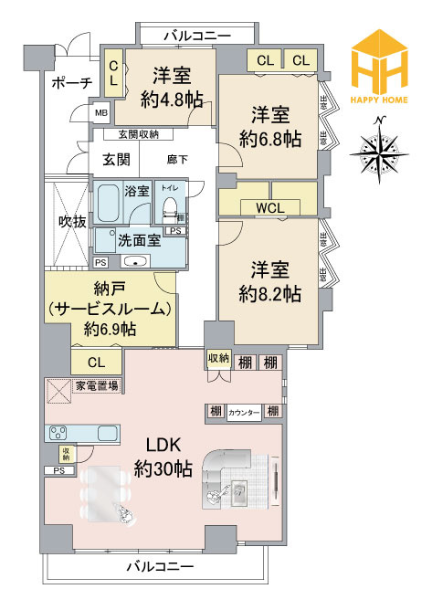 モンテベルデ甲陽園の間取り|※現況と図面が異なる場合現況を優先いたします。