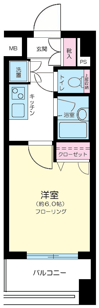 コンシェリア大森山王の間取り|1Kバストイレ別クローゼット