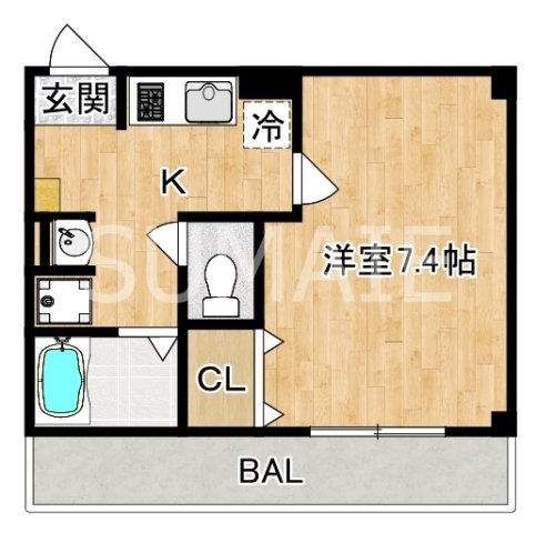 アンプルール　フェール　Sereinの間取り|1K間取です。