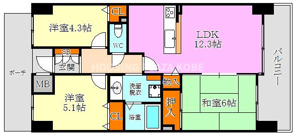 板宿パークホームズの間取り
