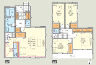 【間取り】 | 所沢市宮本町2丁目　全1棟 | 4LDK／土地面積:131.81ｍ2／建物面積:105.16ｍ2