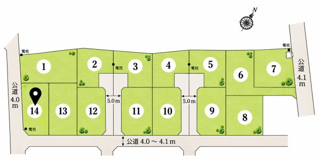鴻巣市小松1丁目（14区画）14号棟の区画図