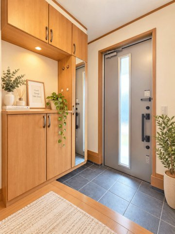 岩沼市玉浦西1丁目　平屋住宅の玄関|※画像は一部CG加工を施しています
