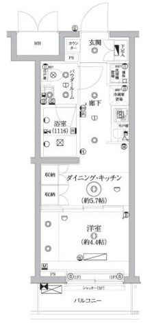 セジョリ鵜の木の間取り|北西向きバルコニーの1DKバストイレ別独立洗面台！