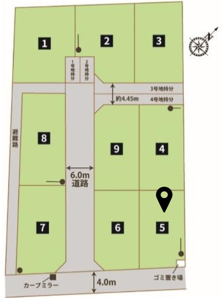 鴻巣市松原3丁目（9区画）5号棟の区画図