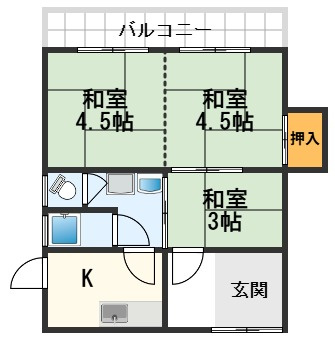 【間取り】 | 山手町2戸１貸家