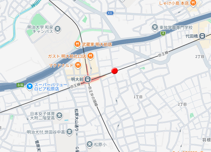 フォセット明大前 の地図