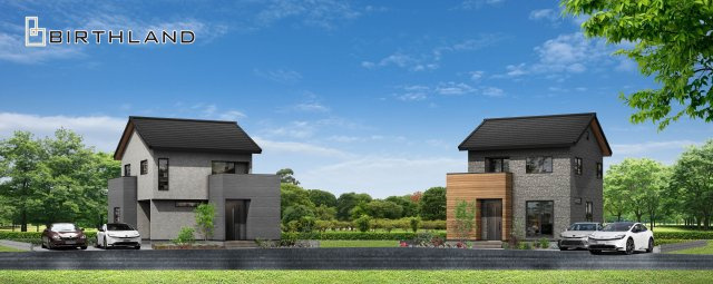 新築戸建・新築建売　郡山市喜久田町　喜久田小・喜久田中の外観パース|【1号棟】完成予想図です。左側が1号棟です！