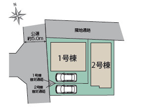 厚木市恩名3丁目　新築戸建　全2棟2号棟の区画図