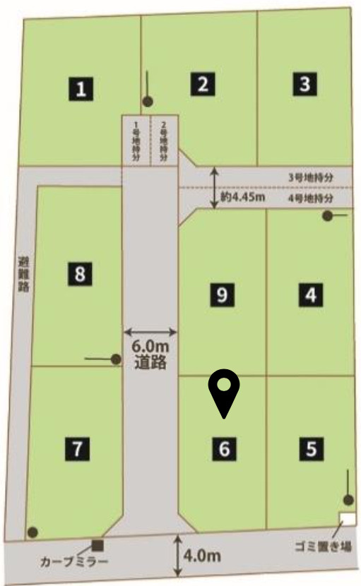 鴻巣市松原3丁目(9区画)６号棟の区画図