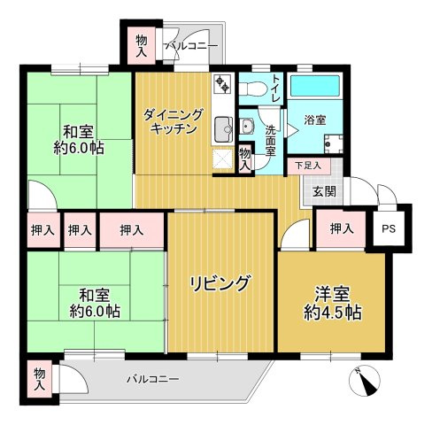 谷津遊園ハイツL棟の間取り