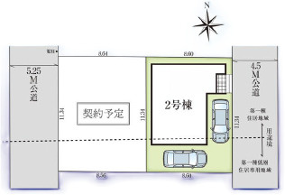 工夫とアイディアを取り入れたデザイン住宅の区画図|カースペース2台分