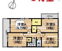 【カエデプラス不動産】近江八幡市安土町下豊浦　1期1号地の間取り|2階間取り