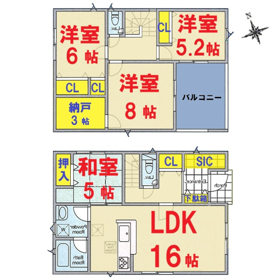 【間取り】 | 潮来市日の出1０-1号棟 | 4ＬＤＫ　即日のご案内も対応致します。