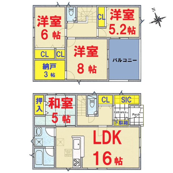 【間取り】 | 潮来市日の出1０-1号棟 | 4ＬＤＫ　即日のご案内も対応致します。