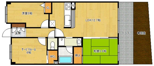 西宮市神原の賃貸マンションの間取り
