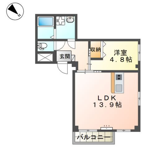 神戸市灘区下河原通４丁目の賃貸マンションの間取り