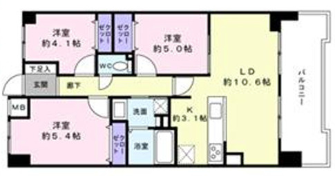 神戸市東灘区御影中町３丁目の賃貸マンションの間取り