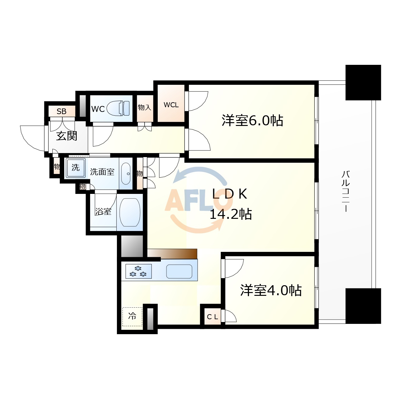 ブランズタワー谷町四丁目　中大江小学校区の間取り|ブランズタワー谷町四丁目　間取り