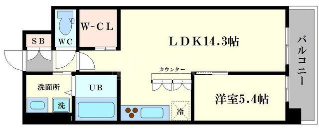 大阪市浪速区元町２丁目の賃貸マンションの間取り