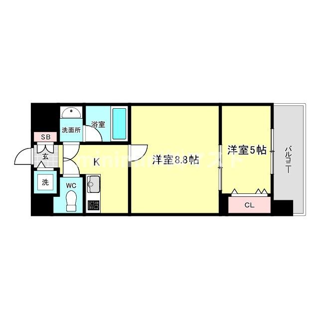 大阪市浪速区浪速東２丁目の賃貸マンションの間取り