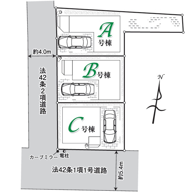 【仲介手数料無料】ハートフルタウン所沢旭町２期　全３棟　B号棟の区画図