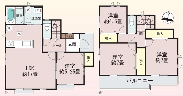 【横浜市旭区今宿西町457-101全2棟新築戸建て】★仲介手数料無料★（都岡小学校・今宿中学校）の間取り