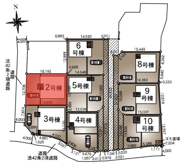 クレイドルガーデン前橋市青柳町第２８　２号棟の区画図|区画図