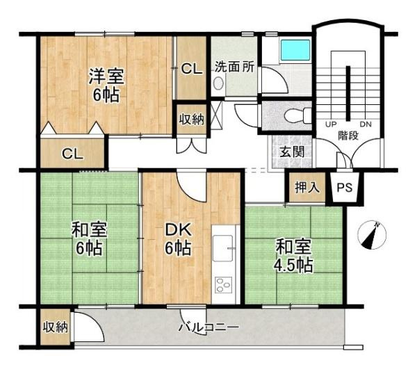 関屋あしびハイツ ３棟の間取り
