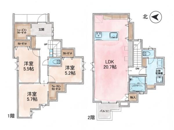 横浜市保土ケ谷区上菅田町の新築一戸建の間取り
