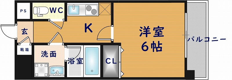 東大阪市高井田西６丁目の賃貸マンションの間取り