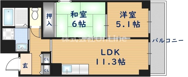 東大阪市吉田下島の賃貸マンションの間取り